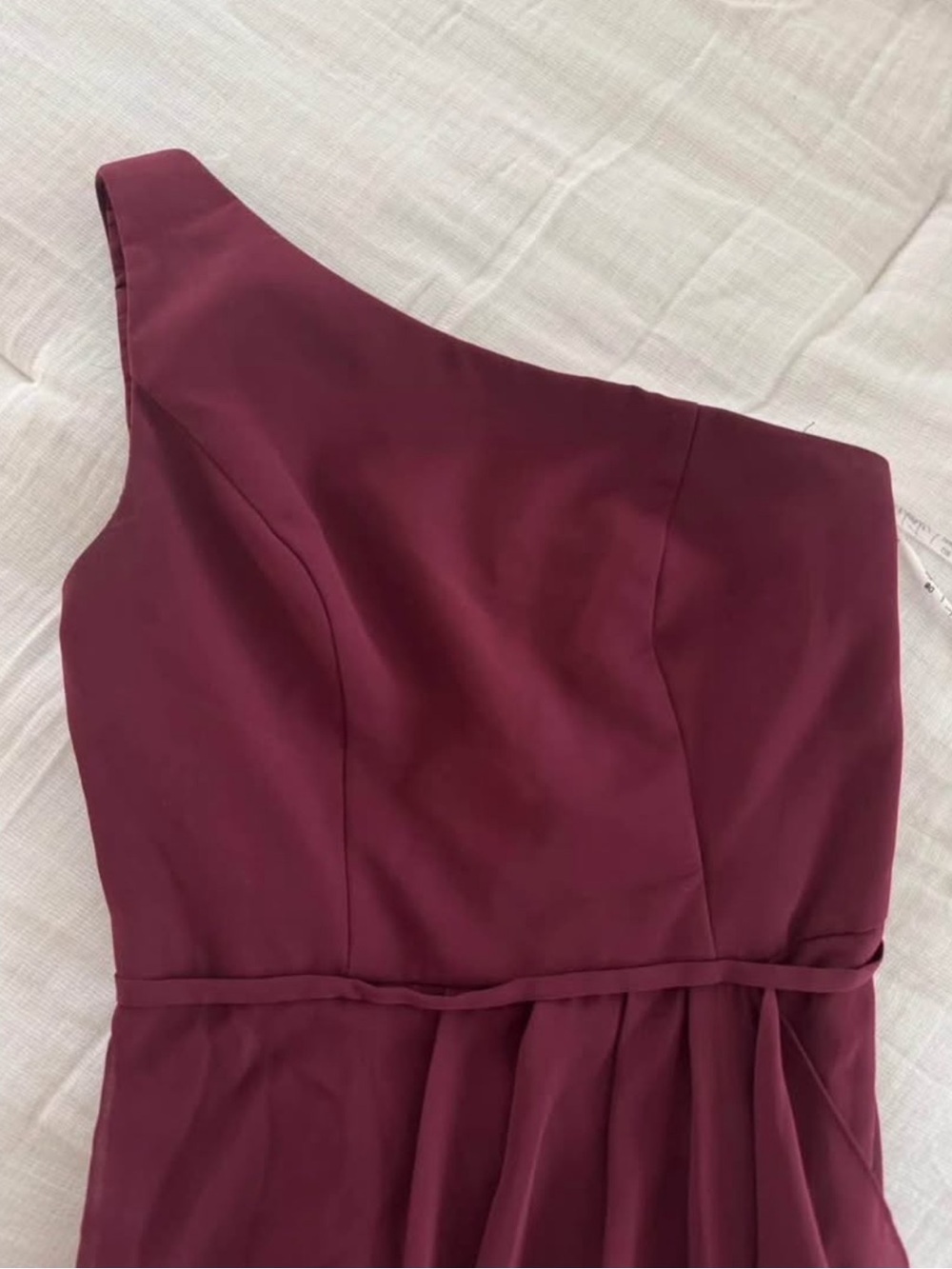 David’s Bridal One-Shoulder Wine Bridesmaid Dress Evening Gown - Picture 5 of 5